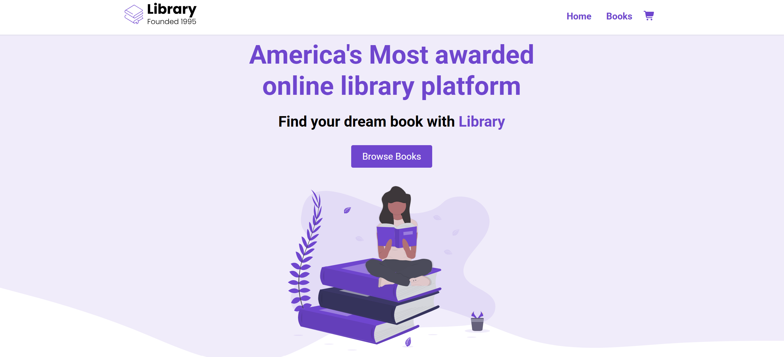 screen shot of library/ book store project website